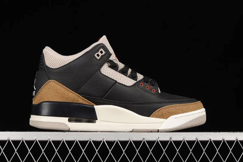 AIR JORDAN 3 RETRO DESERT ELEPHANT BLACK/RUSH ORANGE-FOSSIL STONE