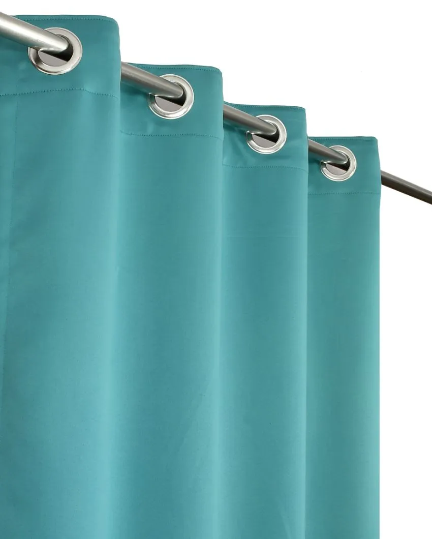 Aqua Blackout Mordern Polyester Curtains for Living Room Decoration | Set Of 2