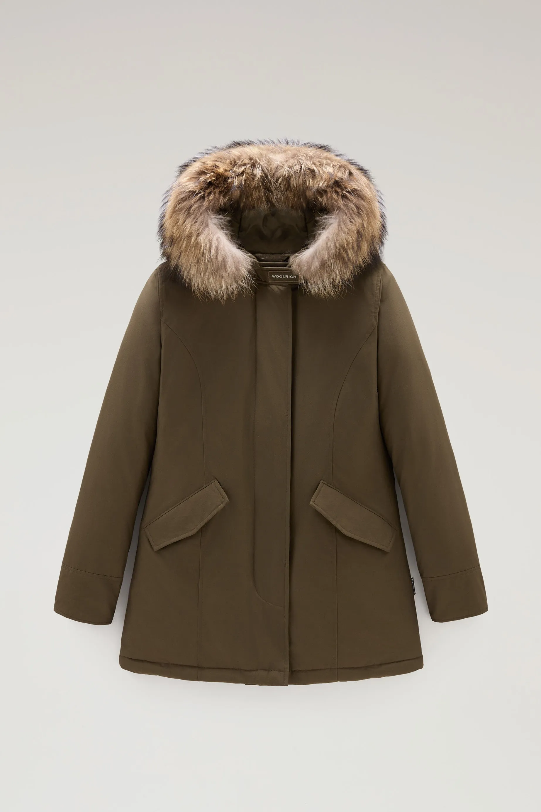 Arctic Parka in Ramar Cloth with Detachable Fur Trim Dark Green