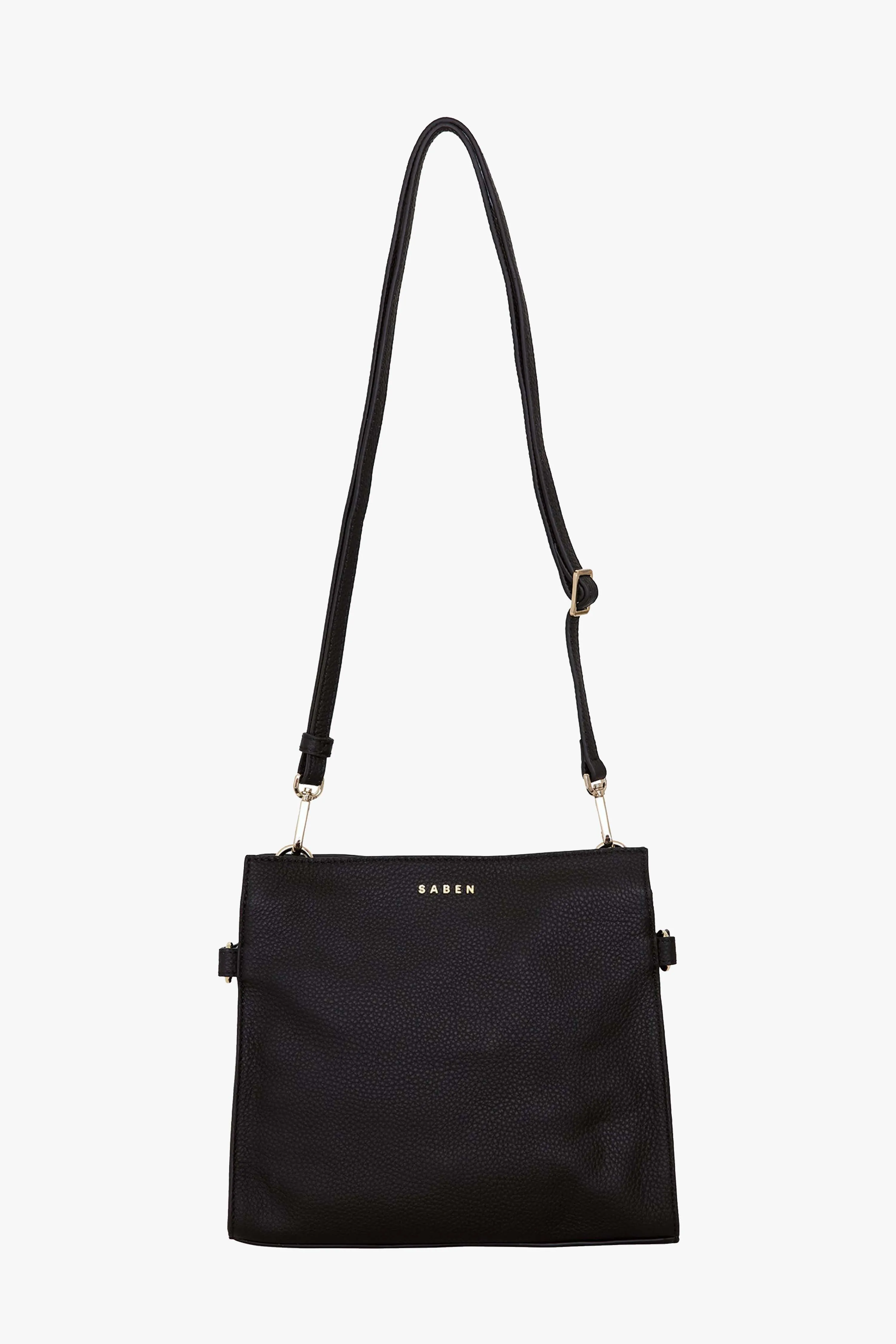 Bea Black Leather Square Crossbody Bag