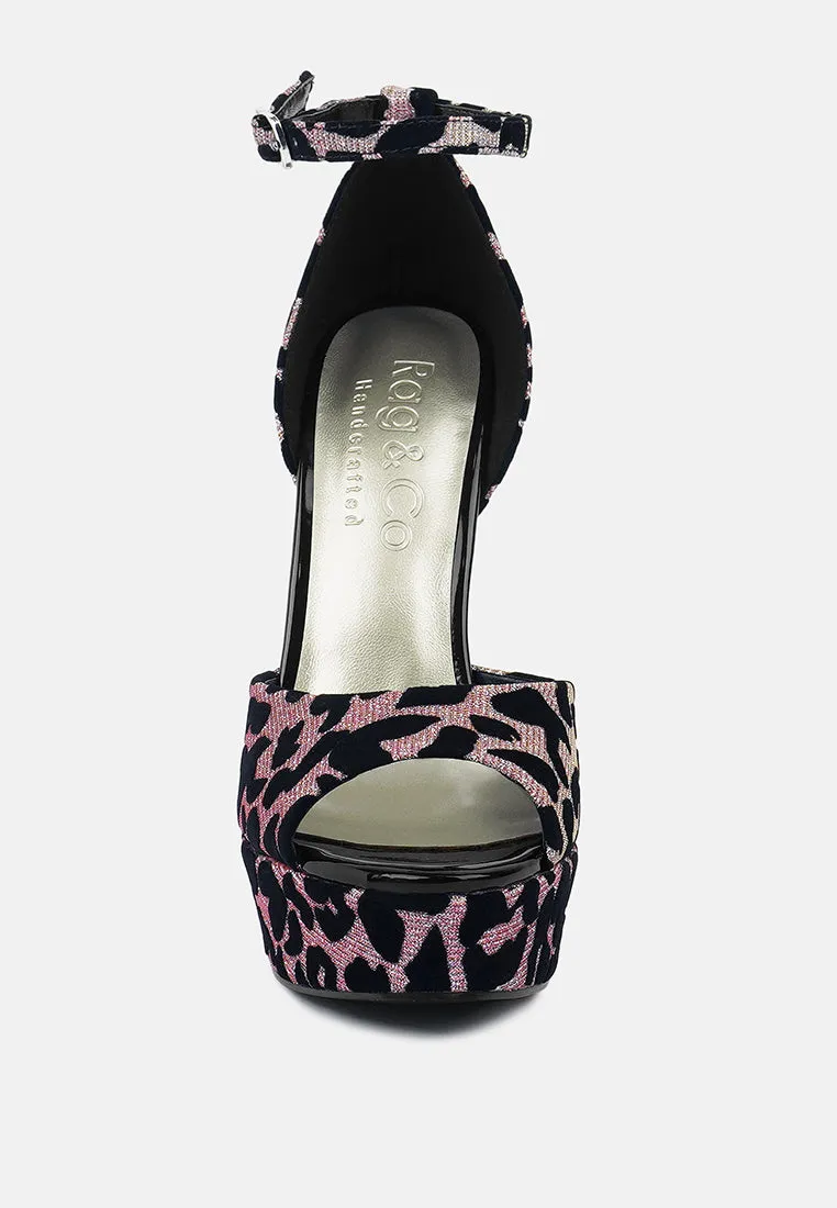 BRIGITTE Pink Leopard Print Peep toe Stiletto Sandal