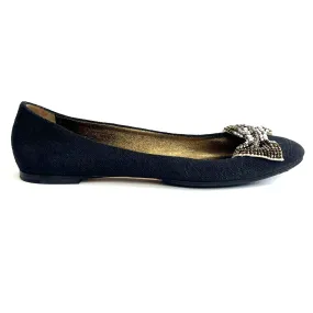 Chloe £650 Black Linen Jewelled Ballet Pumps 41