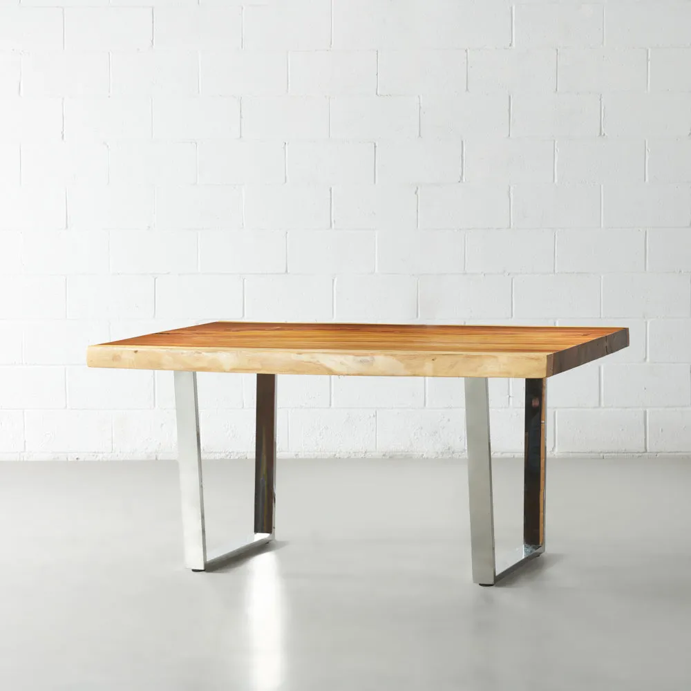 COMPAC - Suar Live Edge Table with U Chrome Legs