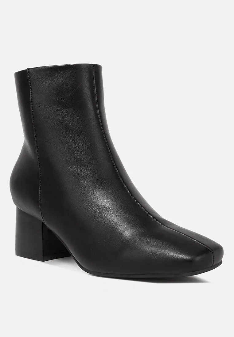 Davia Leather Square Toe Ankle Boots By Ruw