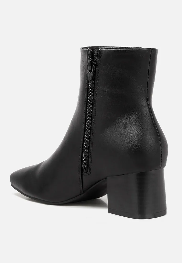 Davia Leather Square Toe Ankle Boots By Ruw