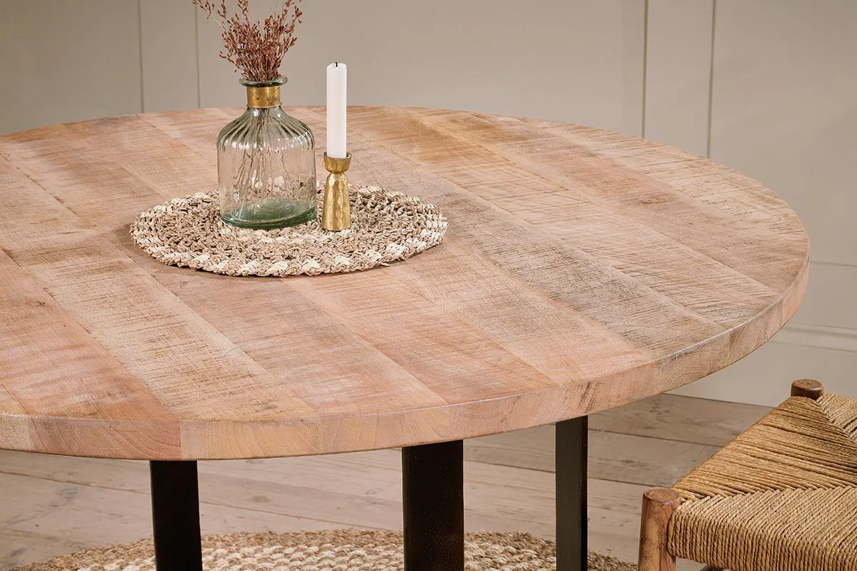 Fia Mango Wood Round Dining Table