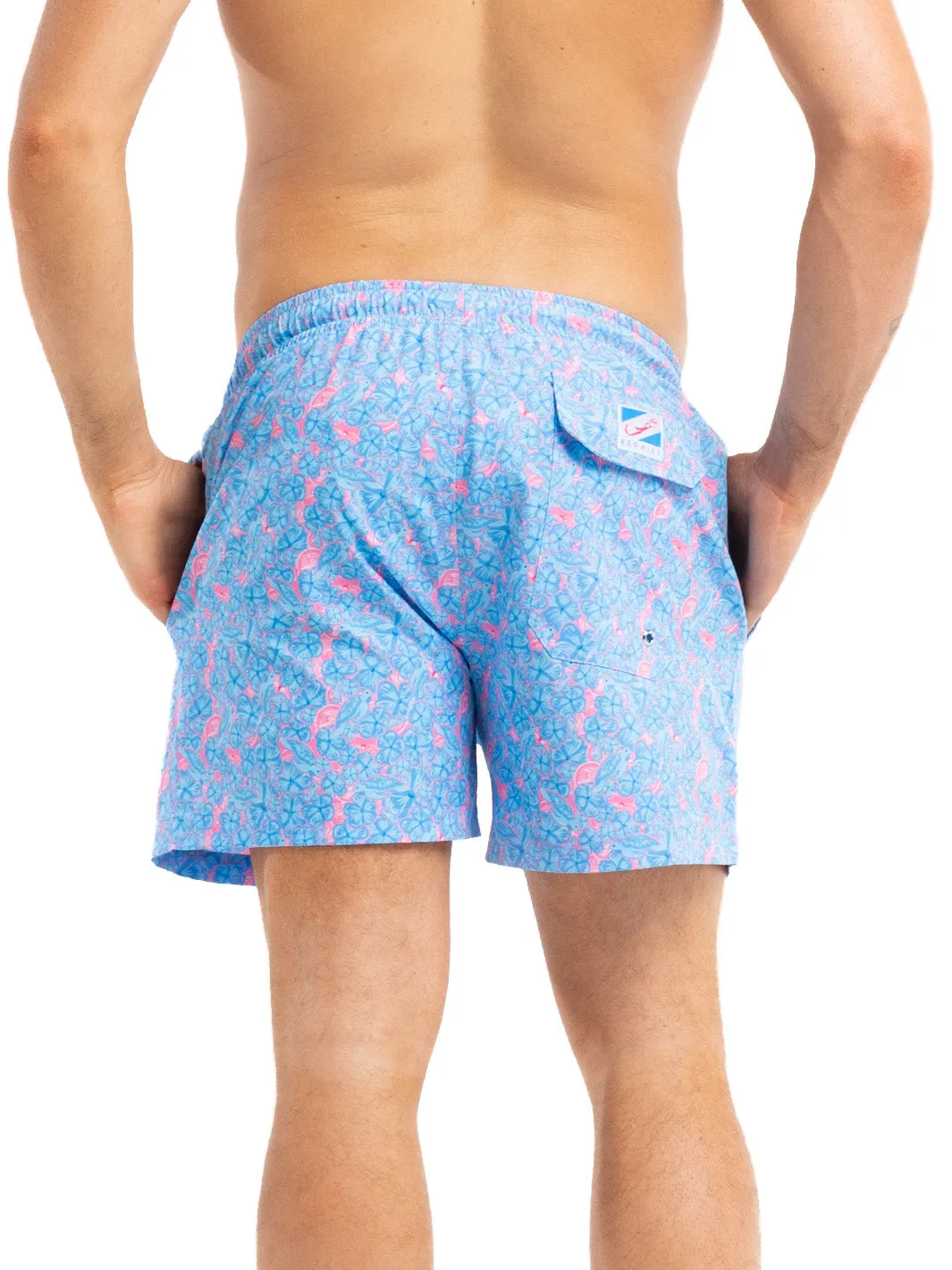 Floral Print Cropped Swim Trunks