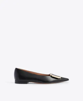 Hayes Black Leather Flat Pumps