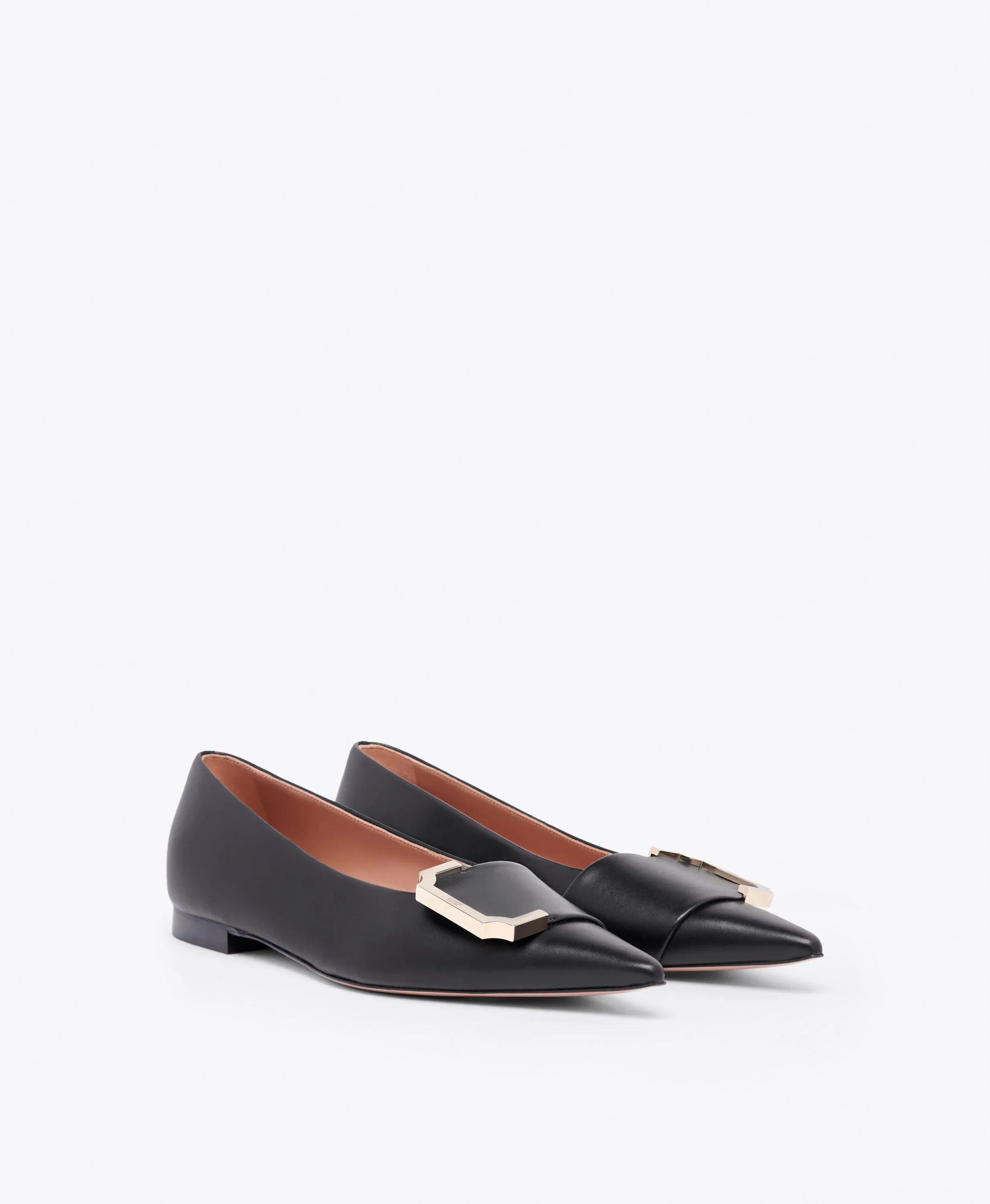 Hayes Black Leather Flat Pumps