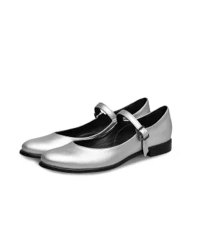 Mary Jane Pumps Silver ballerinas made of Vegea grape leather