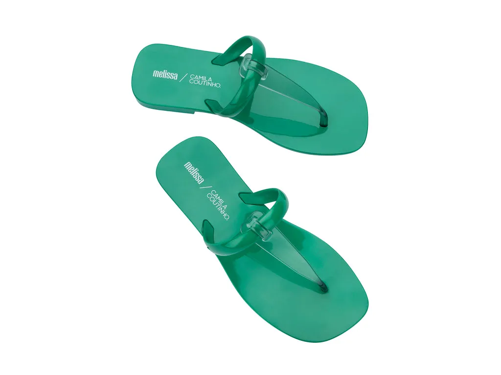 Melissa T-Bar Strap Camila Coutinho AD Green Flat Flipflop