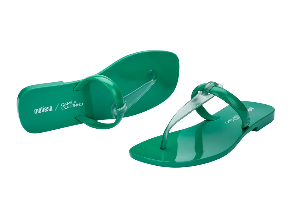 Melissa T-Bar Strap Camila Coutinho AD Green Flat Flipflop