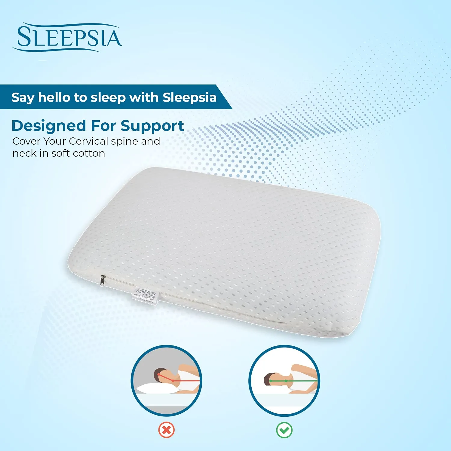 Memory Foam Pillow for Sleeping, Rectangular Orthopedic Bed Pillow for Neck & Shoulder Pain Relief