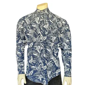 Men's Denim Floral Print Western Shirt