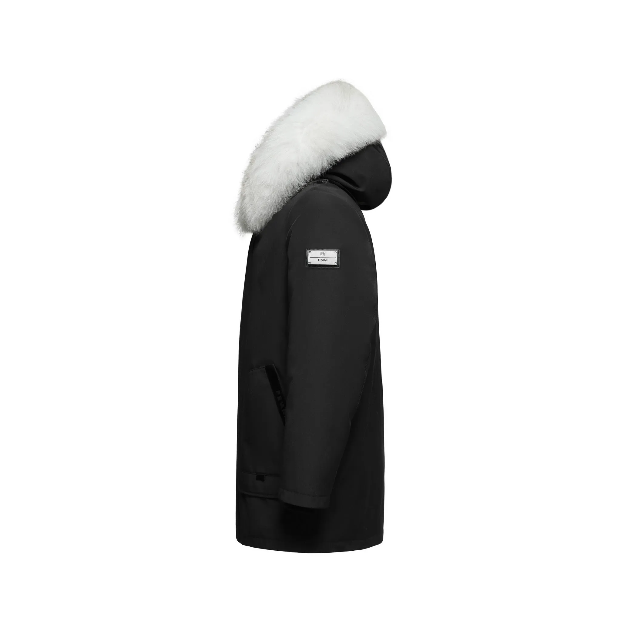 Men's Imperial Down Parka Jacket in Black (White Fox Hood Trim)