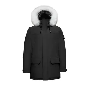 Men's Majestic Down Parka Jacket in Black (White Fox Hood Trim)