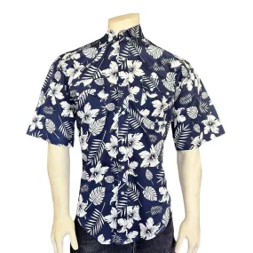 Men's Short Sleeve Denim Floral Print Western Shirt