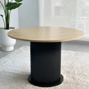 Modern Pedestal Dining Two Tone Table