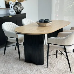 Modern Pedestal Oval Two Tone Dining Table