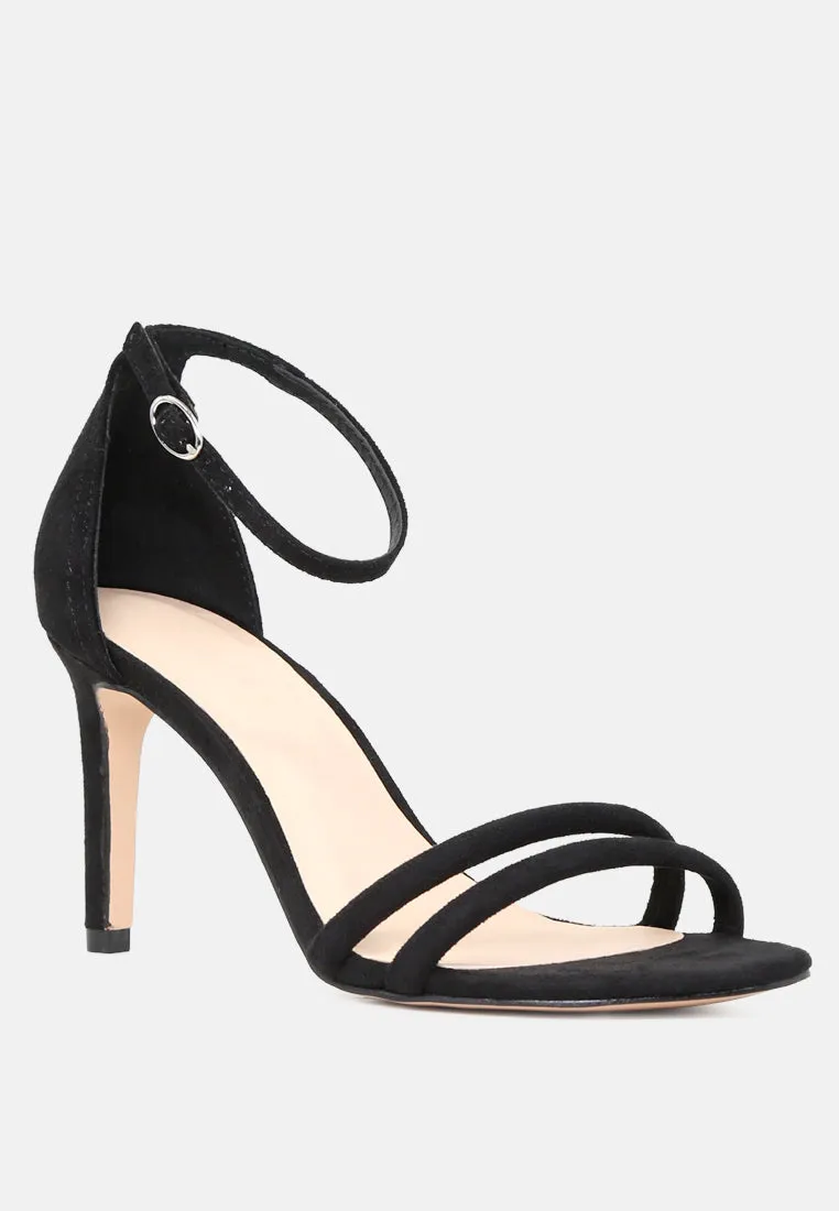 Taylor Black Ankle Strap Heeled Sandals