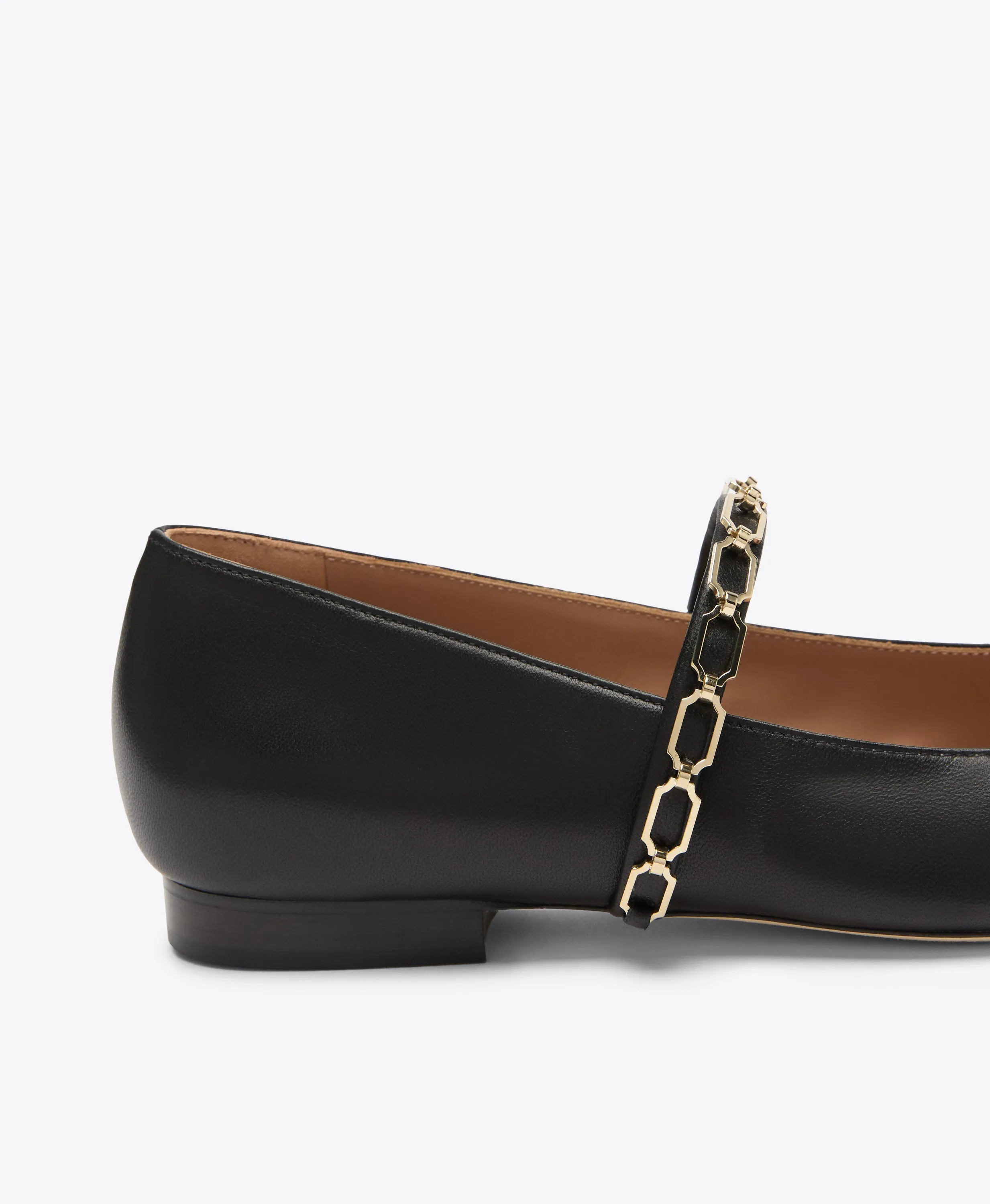 Virna Black Leather Flat Pumps