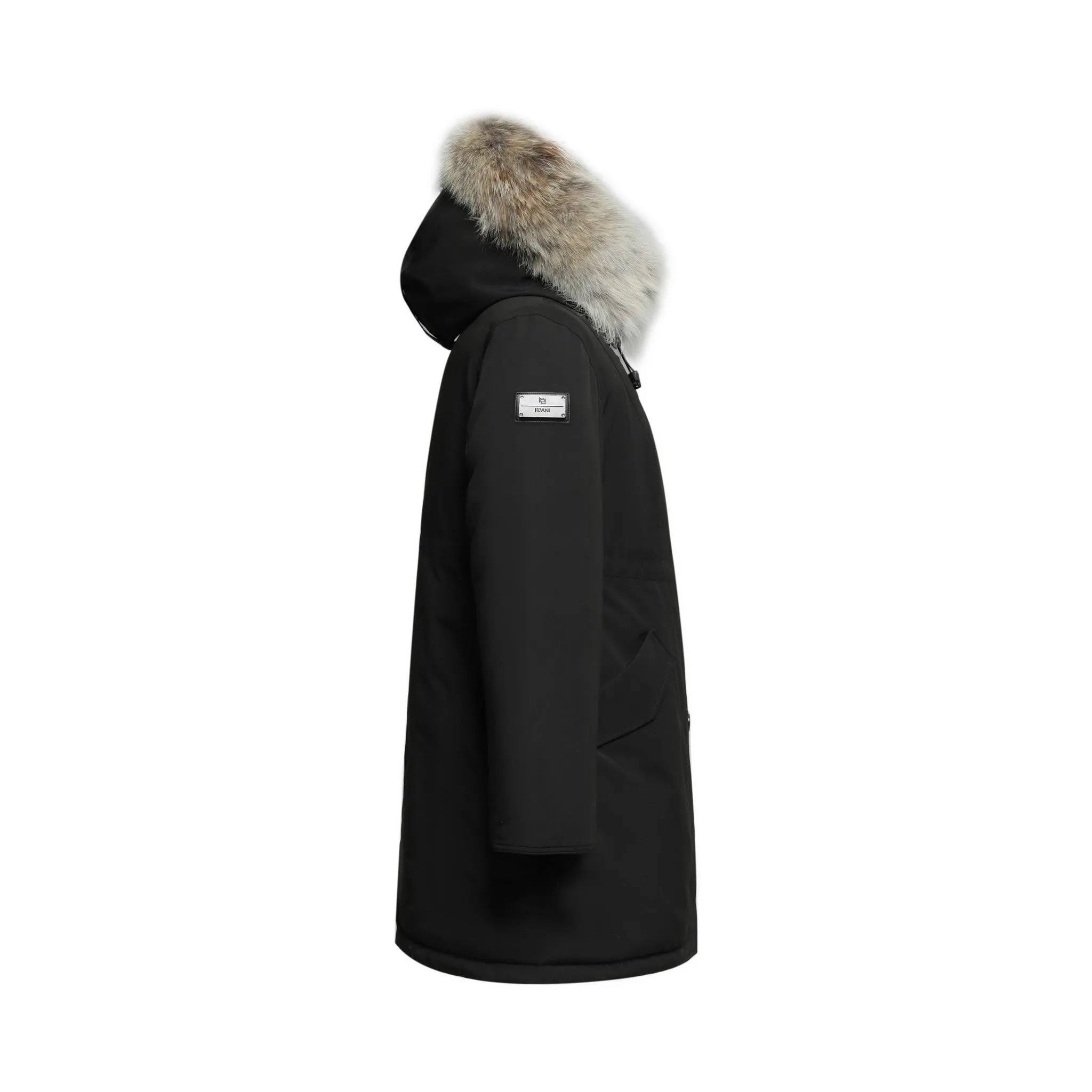 Women's Ritzy Down Parka Jacket in Black (Light Fox Hood Trim)